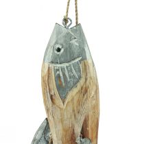 položky Drevený vešiak na ryby strieborno sivý s 5 rybami drevo 15cm