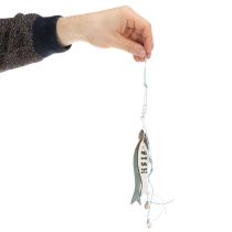 položky Drevené závesné dekorácie v tvare rybičky, modré, 36 cm, 4 kusy