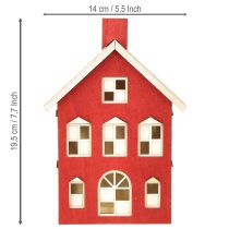 položky Drevená dekorácia domu, svietidlo, drevený červený a biely domček na batérie, výška 19,5 cm