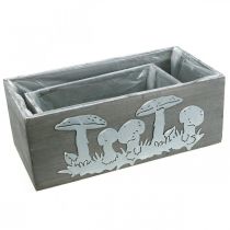 položky Drevený box set muchotrávka, jesenná dekorácia, záhradná dekorácia, truhlík na rastliny L40/30cm sada 2 ks