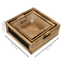 Článok Drevená krabička s tabuľou a vložkou, sada 3 veľkostí, 30 cm