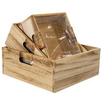 Článok Drevená krabička s tabuľou a vložkou, sada 3 veľkostí, 30 cm