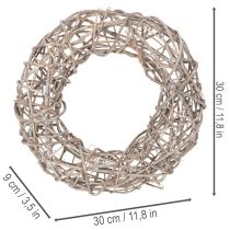 položky Drevený veniec, dekoratívny veniec, prírodná biela, Ø30cm, V9,5cm
