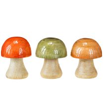 položky Drevené huby jesenná dekorácia huby zelená červená oranžová V6,5cm 9 ks