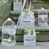 položky Kvetináč drevená zásuvka biela 15x15/12x12cm sada 2 ks