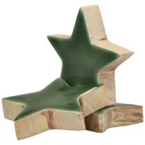 položky Drevené hviezdičky Vianočná dekorácia rozptylová dekorácia zelený lesk Ø5cm 8ks
