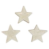 položky Drevené hviezdičky dekoračné hviezdičky biele zlato praskavé drevo Ø5cm 8ks