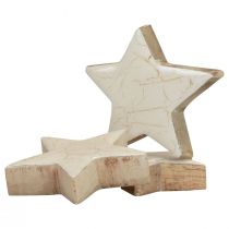 položky Drevené hviezdičky dekoračné hviezdičky biele zlato praskavé drevo Ø5cm 8ks