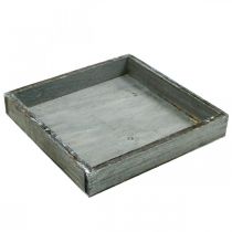 položky Drevený štvorcový podnos sivý, bielo natretý dekoratívny podnos 19×19cm 2 ks