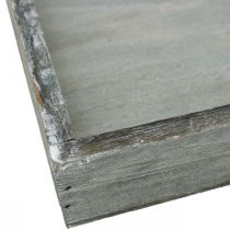 položky Drevený štvorcový podnos sivý, bielo natretý dekoratívny podnos 19×19cm 2 ks