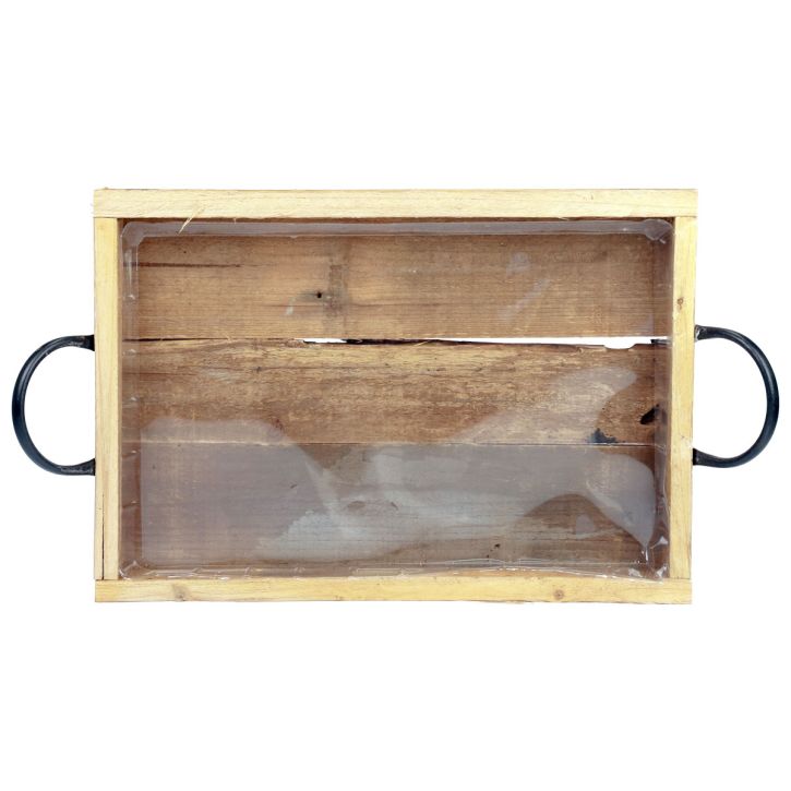 položky Drevený podnos s rúčkami dekoračný podnos prírodný čierny 40×27,5×5cm