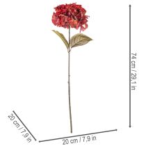 položky Umelá kvitnúca vetvička hortenzie, veľký kvet, 74 cm