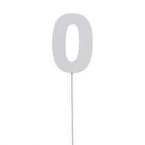 položky Jubilejné číslo "0" na palici biela L27cm 10 kusov