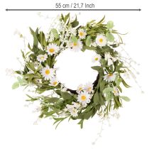položky Umelý veniec z margarét, prírodný vzhľad a odolný, na dekoráciu dverí a stien, 55 cm