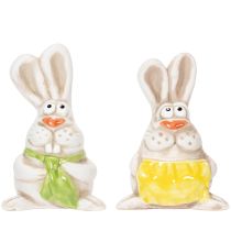 položky Figúrky veľkonočných zajačikov, ručne maľované keramické dekorácie, zábavný dizajn na veľkonočné zdobenie, 11 cm, 4 kusy