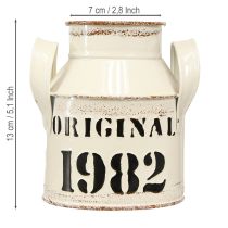 položky Kovový dekoratívny džbán „Original 1982“ krémovo hrdzavý, V13cm, 2 ks
