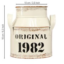 položky Kovový dekoratívny džbán „Original 1982“ krémovo hrdzavý, V16cm, 2 ks