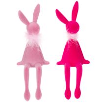 položky Figúrka veľkonočného zajačika s pierkovou boa, na poličku, dekoratívna veľkonočná figúrka, 27 cm, 2 kusy