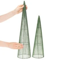 položky Kovové kvetinové kužele, zelené, na kvetinové aranžmány, 62 cm, 2 kusy
