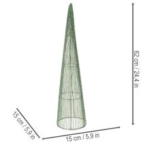 položky Kovové kvetinové kužele, zelené, na kvetinové aranžmány, 62 cm, 2 kusy
