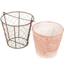 položky Keramická rukoväť kvetináča, kovová hnedá, Ø18cm