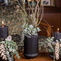 položky Keramická váza s drážkami Čierna keramická váza Ø13cm V20cm