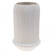 položky Keramická váza s drážkami Biela keramická váza Ø13cm V20cm