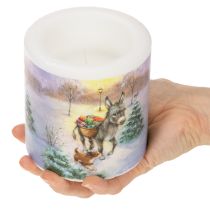Článok Sviečka na stĺpik zimná krajina s motívom osla a psa 10 cm