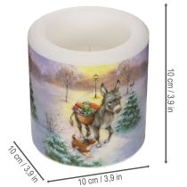 Článok Sviečka na stĺpik zimná krajina s motívom osla a psa 10 cm