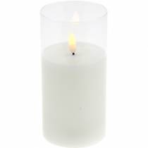 položky LED sviečka v skle pravý vosk biela Ø7,5cm V10cm