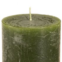 položky Zelené stĺpové sviečky, 3 tienidlá, jednofarebné, rustikálne, 70x100 mm, sada 12 kusov, na dekoráciu a advent