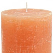 položky Jednofarebné sviečky Oranžové Peach stĺpové sviečky 85×120mm 2ks
