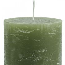 položky Jednofarebné sviečky olivovozelené stĺpové sviečky 85×150mm 2ks