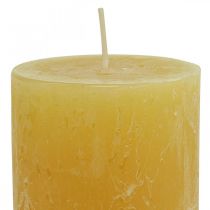položky Stĺpové sviečky Rustikálne jednofarebné sviečky žlté 70/140mm 4ks