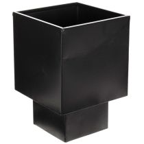 Článok Čierny kockový kvetináč s podstavcom, moderný, 22 cm