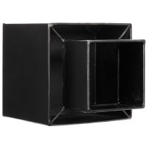 Článok Čierny kockový kvetináč s podstavcom, moderný, 22 cm