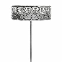 položky Kvetinové svietniky na zapojenie v striebornej farbe Ø7,4cm H12,5cm starožitný vzhľad 4 ks