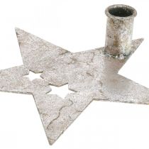 položky Kovová dekorácia hviezda, svietnik na vianočné striebro, starožitný vzhľad 20cm×19,5cm