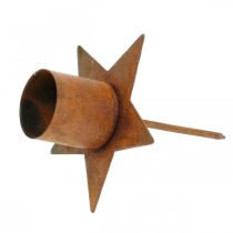 položky Svietnik v tvare hviezdy na nalepenie, hrdzavá adventná dekorácia, 6 cm, 4 kusy