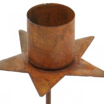 položky Svietnik v tvare hviezdy na nalepenie, hrdzavá adventná dekorácia, 6 cm, 4 kusy