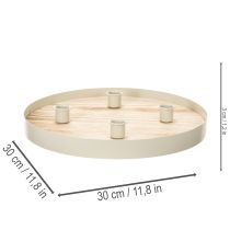 položky Okrúhly drevený podnos na sviečky pre štyri kužeľovité sviečky, 30 cm