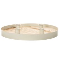 položky Okrúhly drevený podnos na sviečky pre štyri kužeľovité sviečky, 30 cm