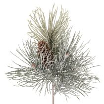 Článok Umelá borovicová vetvička so šiškami, zimná, 40 cm