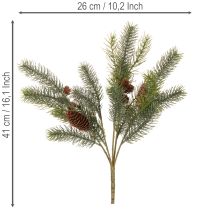 položky Umelá jedľová vetvička s ozdobou v tvare šišky, 41 cm