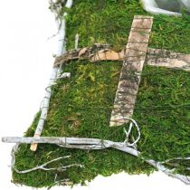 položky Vankúšik z machu a viniča s krížom na aranžovanie hrobu 25x25cm