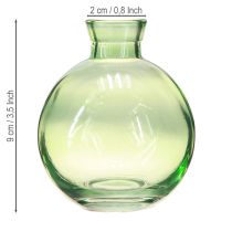 položky Malé sklenené vázy, cibuľovité mini vázy, zelené, Ø7,5 cm, V9 cm, 6 kusov
