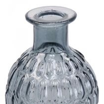 položky Malá sklenená váza váza voštinové sklo modrá šedá V20cm 6ks