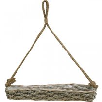 položky Závesný košík, kvetináč, pletený kvetináč, prírodné farby, bielo natretý, D43,5 cm
