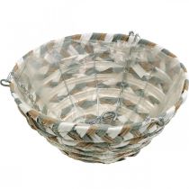 položky Kôš na rastliny na zavesenie, kvetinový kôš spletený biely, sivý, prírodný V16cm Ø30cm
