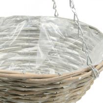 položky Miska na rastliny na zavesenie, pletený závesný košík prírodný, umývaná biela V15cm Ø30cm